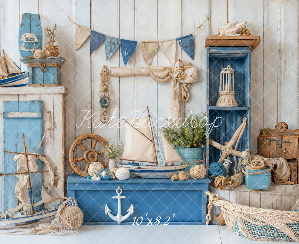 Kate Nautique Bateaux Cake Smash Bleu Toile de fond conçue par Emetselch