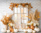 Kate Automne Citrouilles Fleurs Briques Toile de fond en Laine conçue par Emetselch
