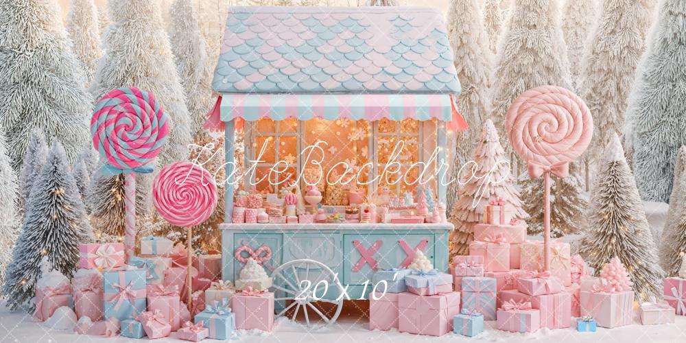 Kate Hiver Bonbons Cadeaux Forêt Toile de fond conçue par Emetselch