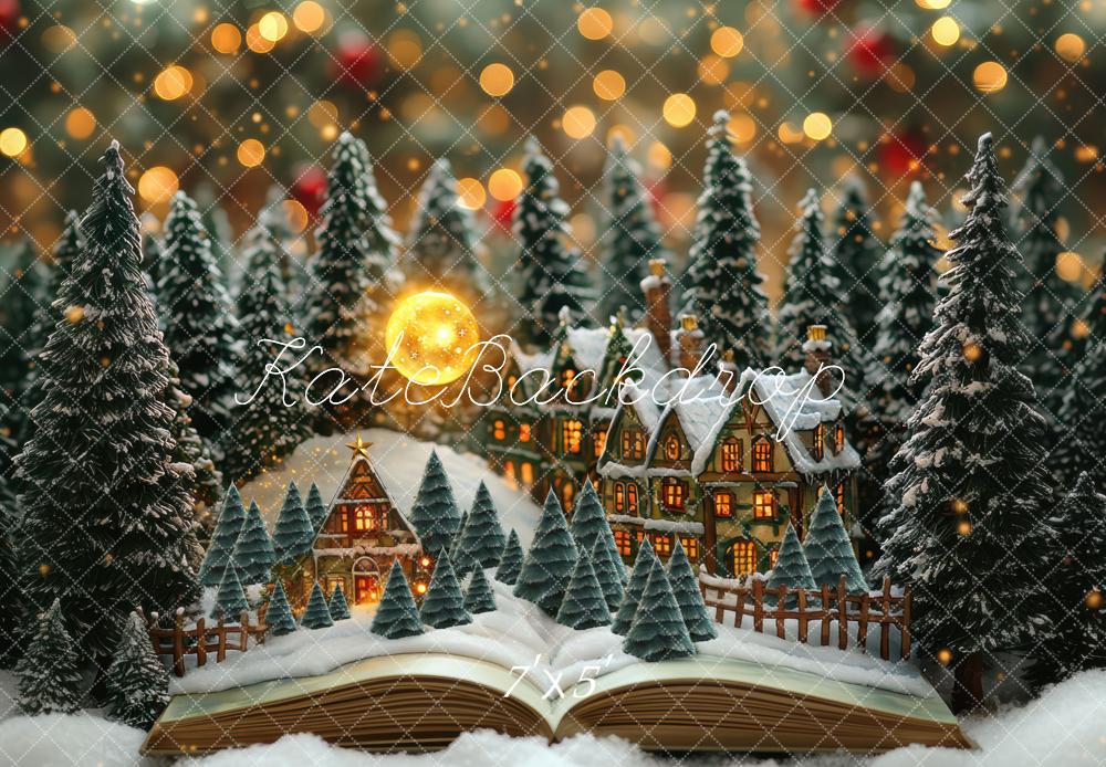 Kate Noël Village Forêt Livre Bokeh Toile de fond conçue par Mini MakeBelieve - Kate Backdrop FR