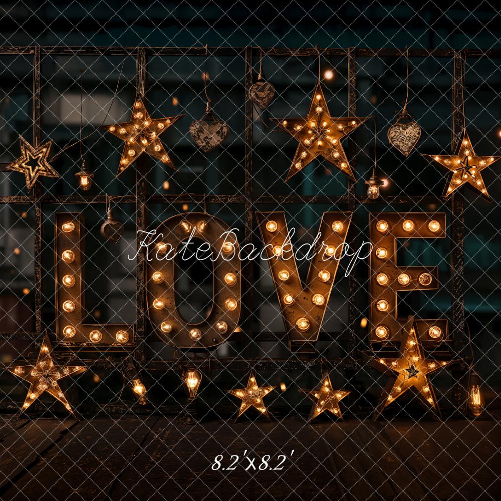 Kate Saint Valentin LOVE Lumière Étoiles Toile de fond conçue par Emetselch - Kate Backdrop FR