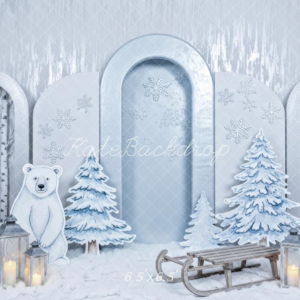 Kate Hiver Ours Polaire Traîneau Arche Toile de fond conçue par Patty Roberts