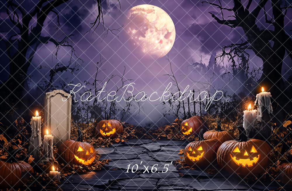 Kate Halloween Citrouilles Tombe Toile de fond en Laine conçue par Emetselch - Kate Backdrop FR