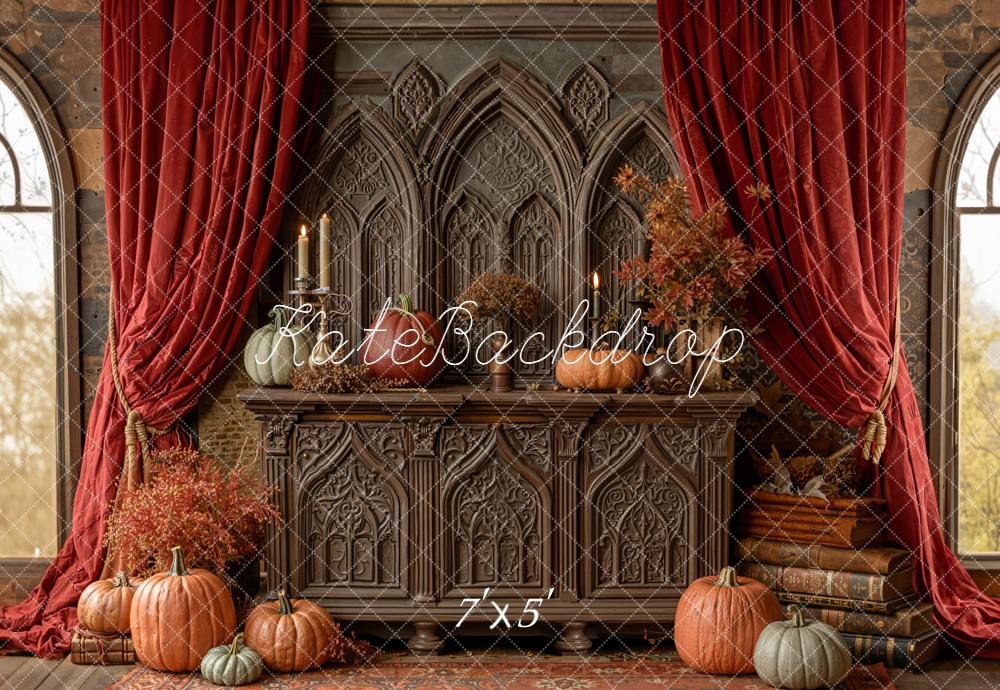 Kate Automne Citrouilles Buffet Gothique Toile de fond conçue par Emetselch - Kate Backdrop FR