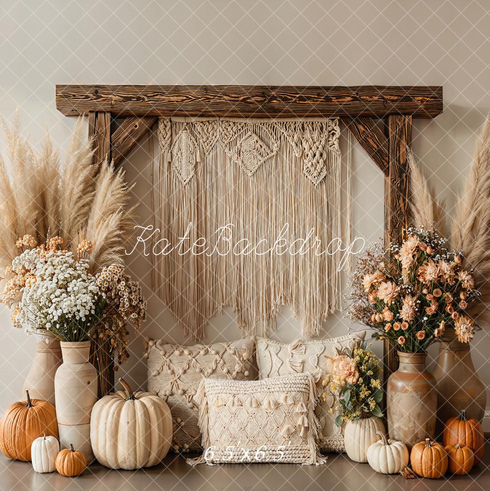 Kate Automne Bohème Citrouilles Macramé  Toile de fond conçue par Emetselch
