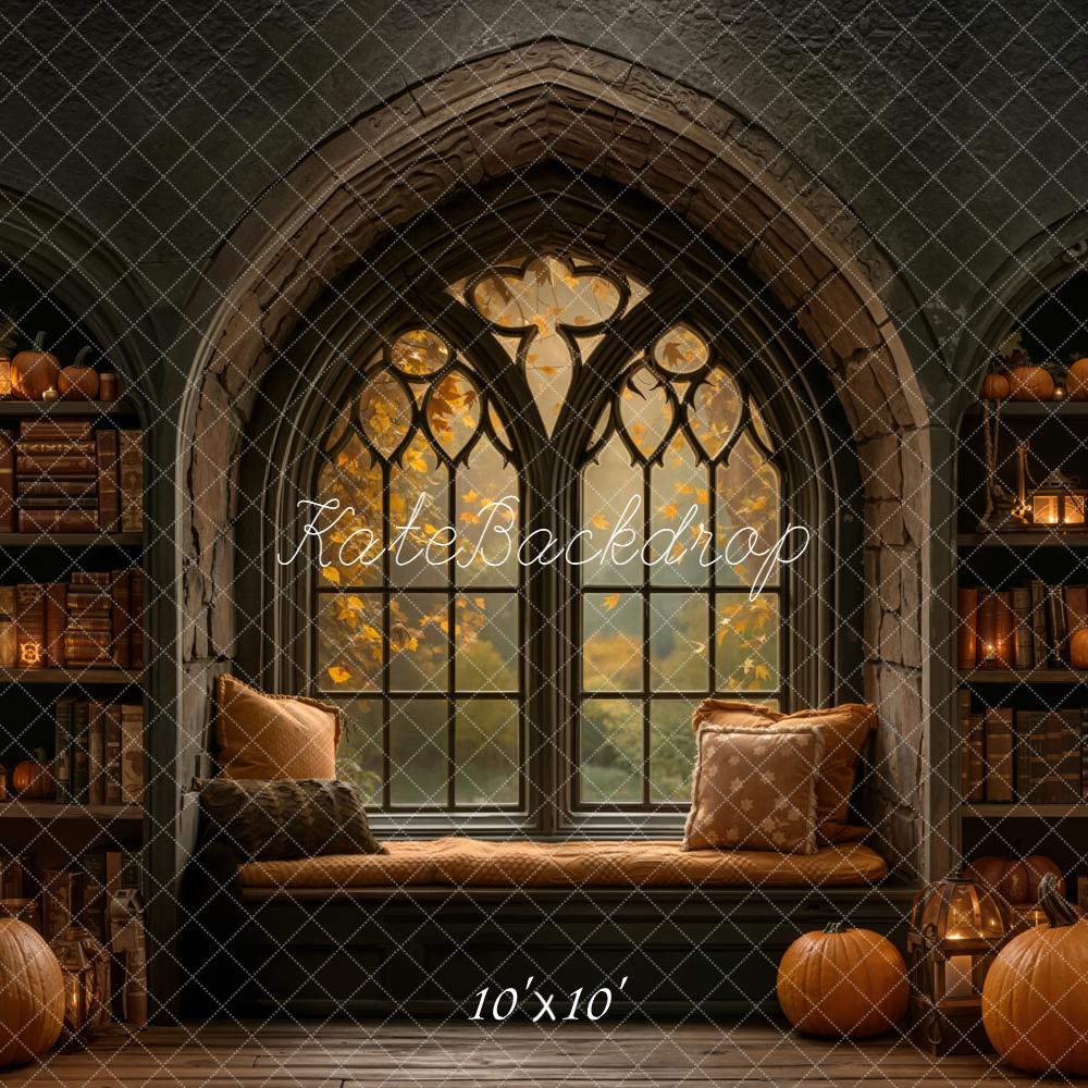 Kate Automne Citrouilles Fenêtre Bougies Toile de fond conçue par Emetselch - Kate Backdrop FR