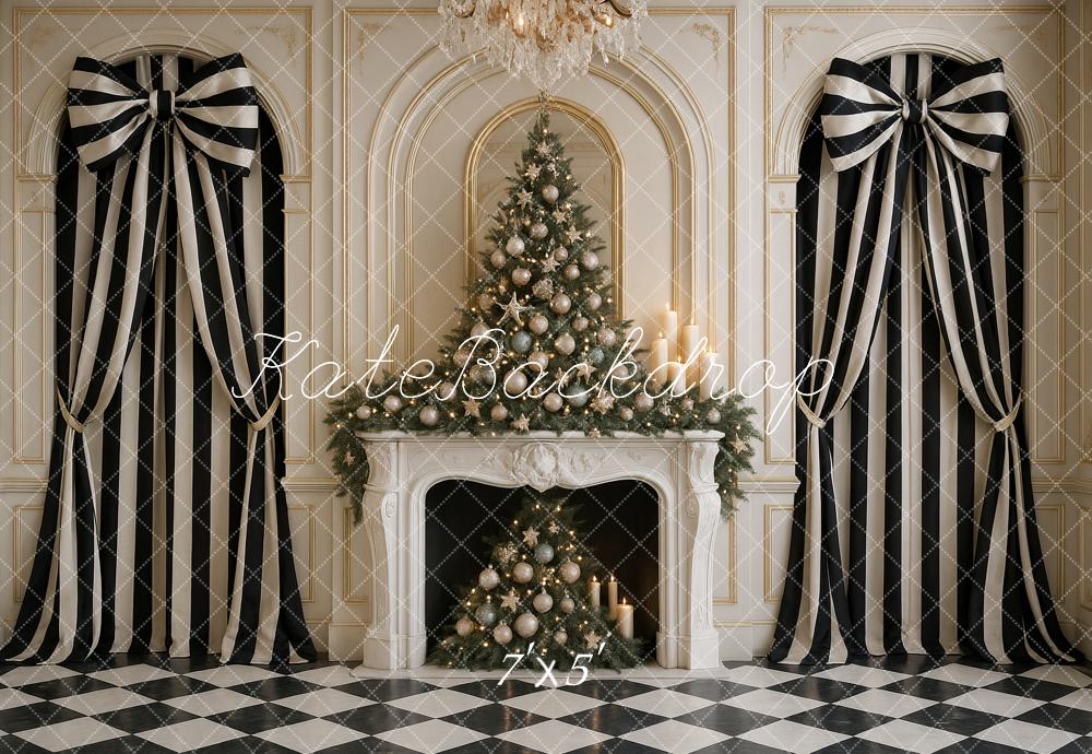 Kate Noël Cheminée Rideaux Rayés Toile de fond conçue par Ashley Paul - Kate Backdrop FR