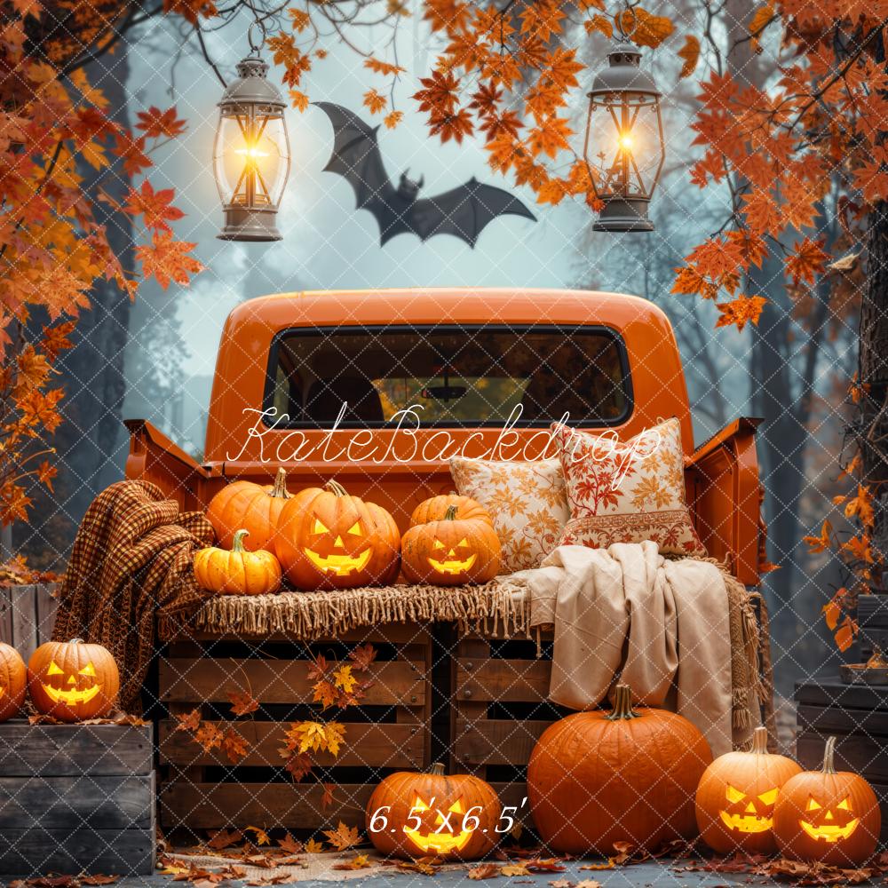 Kate Halloween Camion Citrouilles Feuilles Toile de fond conçue par Emetselch - Kate Backdrop FR