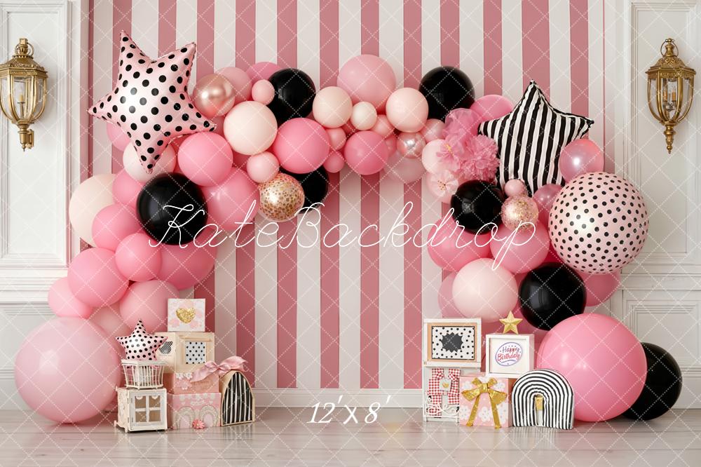 Kate Anniversaire Ballons Cadeaux Rayures Toile de fond en Polar conçue par Emstselch