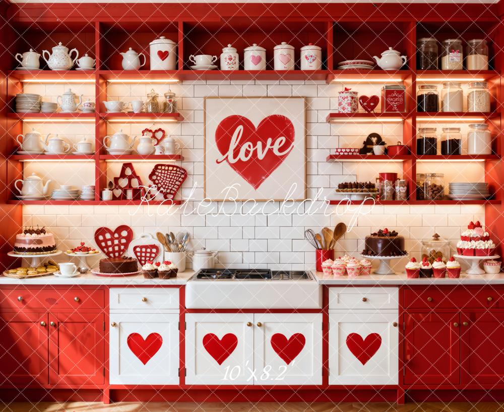 Kate Saint Valentin Cuisine Cœurs Toile de fond en Laine conçue par Emetselch