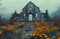 Kate Ruines Fleur Sauvage Brume Toile de fond en Laine conçue par Emetselch - Kate Backdrop FR