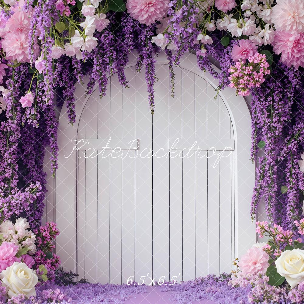 Kate Arche Florale Fleurs Roses Violet Toile de fond conçue par Mini MakeBelieve