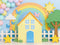 Kate Arc-en-Ciel Maison Ballons Toile de fond conçue par Mini MakeBelieve - Kate Backdrop FR
