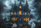 Kate Halloween Manoir Fantômes Citrouilles Nuit Toile de fond conçue par Emetselch - Kate Backdrop FR