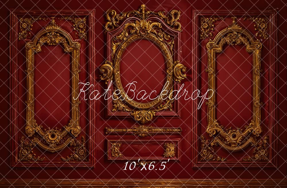 Kate Mur Baroque Vintage Ornements Rouge Toile de fond en Laine conçue par Emetselch