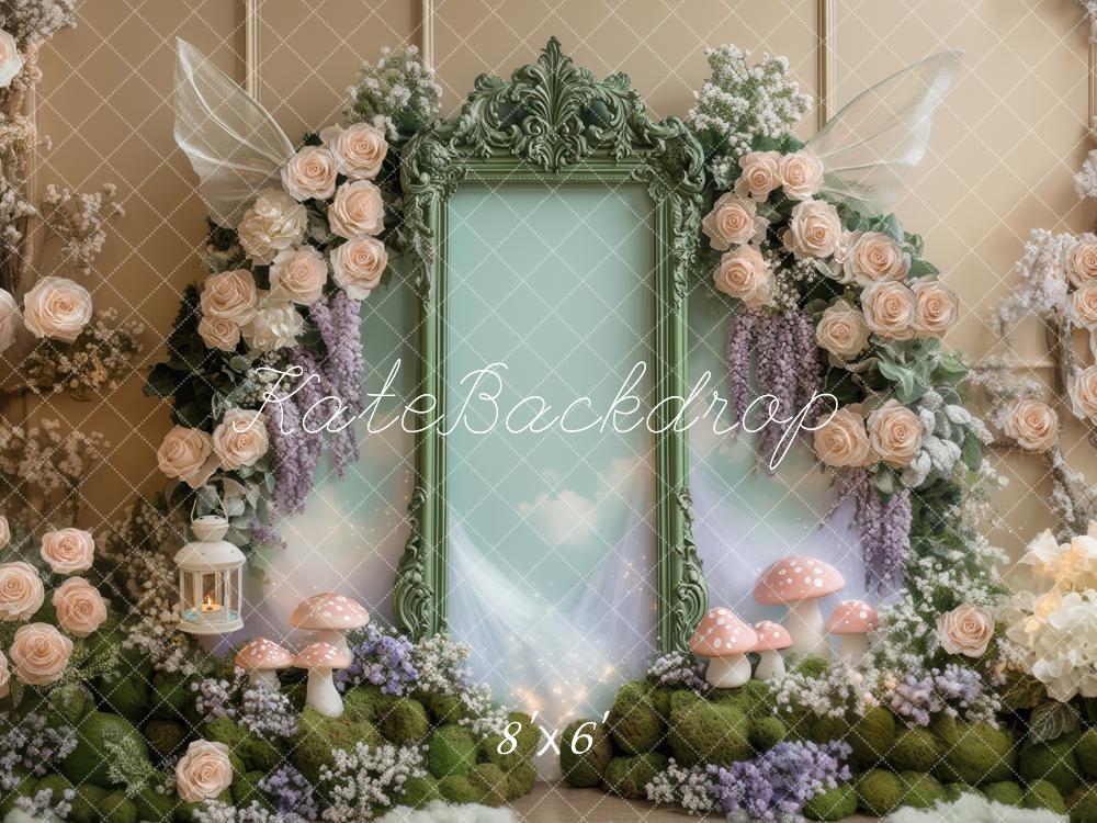 Kate Fée Cadre Fleurs Champignons Toile de fond conçue par Mini MakeBelieve - Kate Backdrop FR