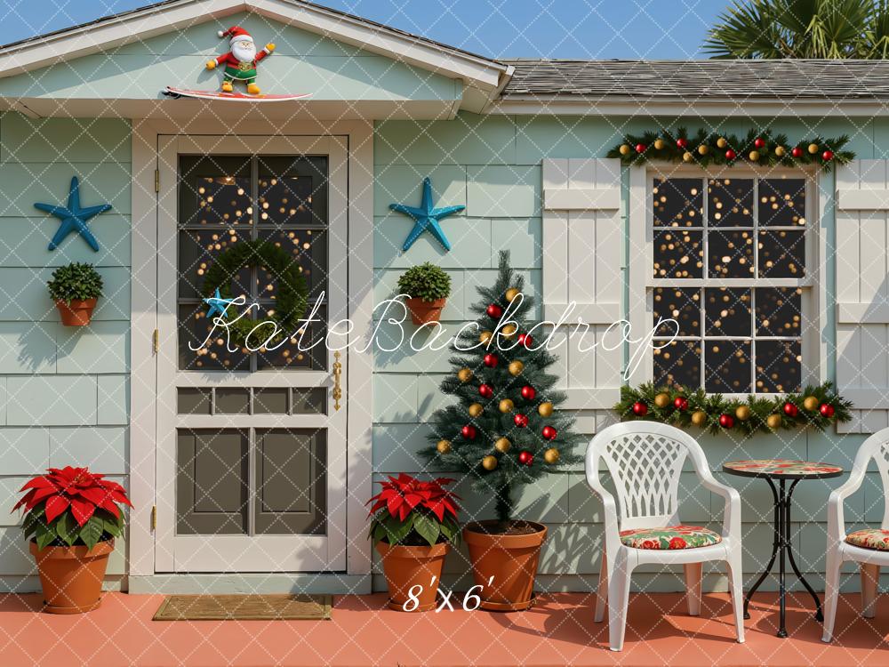 Kate Noël Maison Sapin Extérieur Toile de fond conçue par Mini MakeBelieve - Kate Backdrop FR