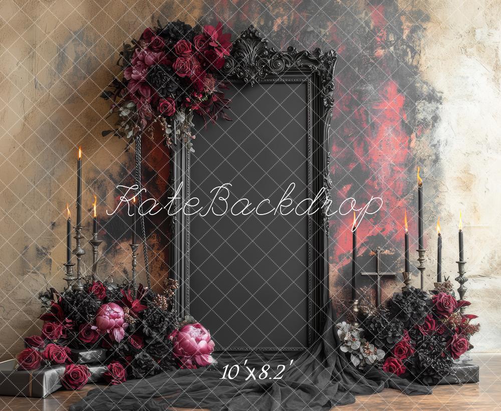 Kate Gothique Cadre Bougies Fleurs Toile de fond conçue par Mini MakeBelieve - Kate Backdrop FR