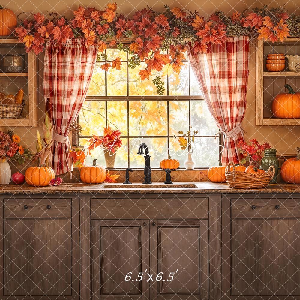 Kate Automne Cuisine Citrouilles Fenêtre Toile de fond conçue par Emetselch