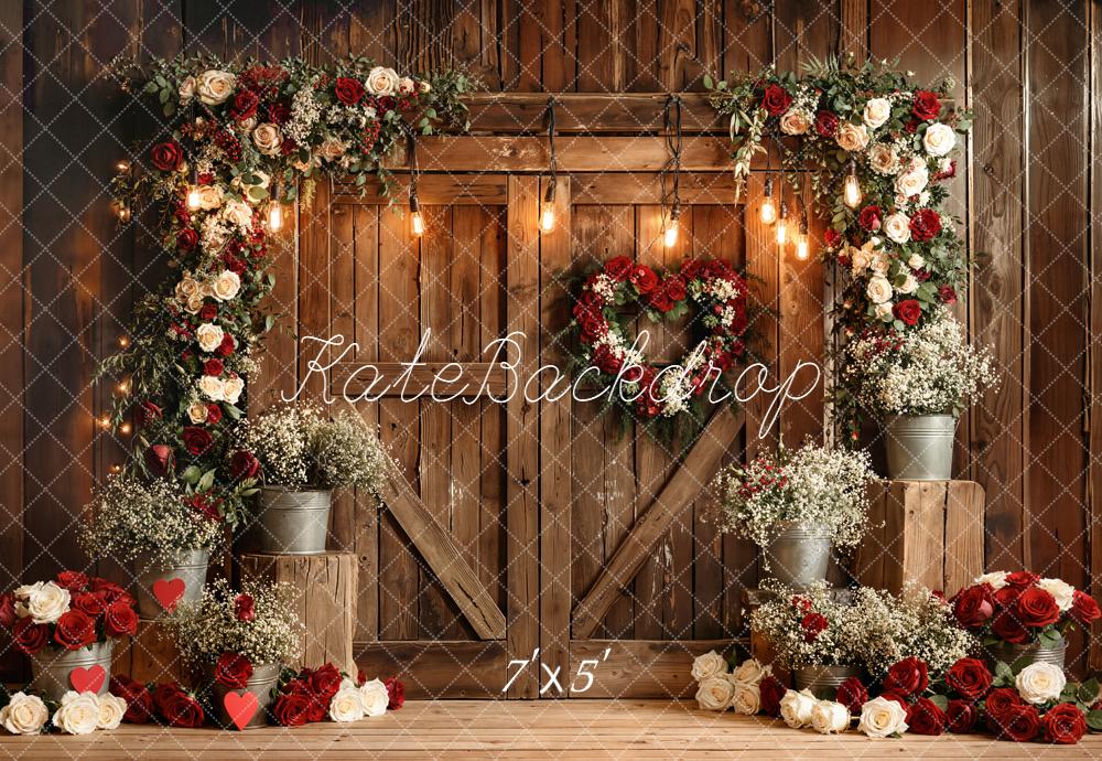 Kate Saint Valentin Fleurs Porte Bois Toile de fond conçue par Emetselch