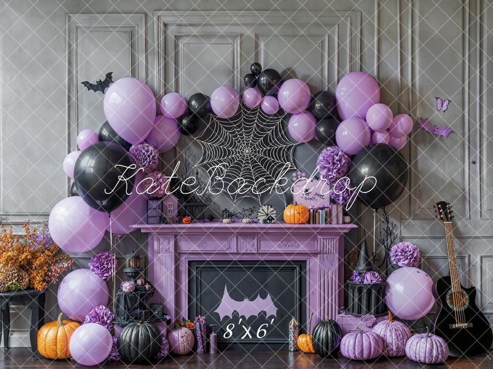 Kate Halloween Ballons Toile d'araignée Toile de fond en Laine conçue par Emetselch - Kate Backdrop FR