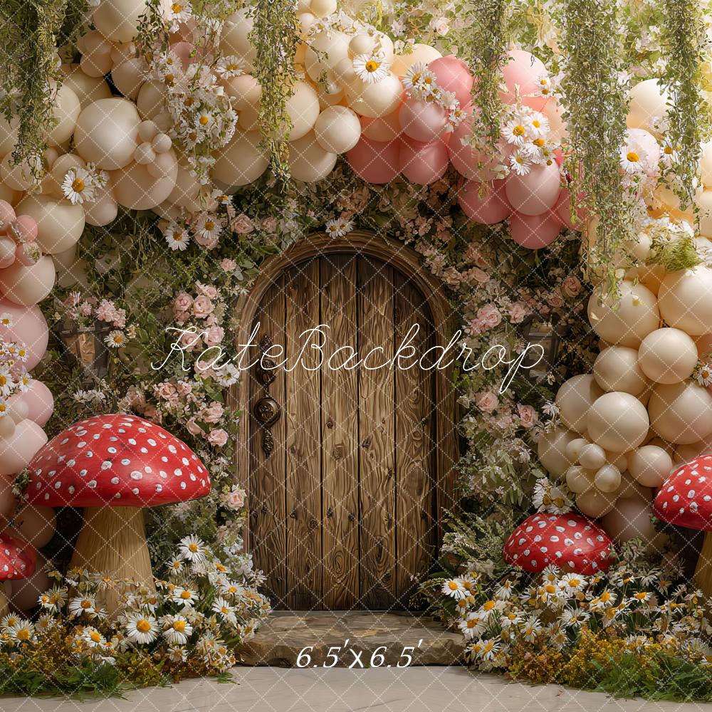 Kate Fée Champignons Porte Fleurs Ballons Toile de fond conçue par Ashley Paul - Kate Backdrop FR