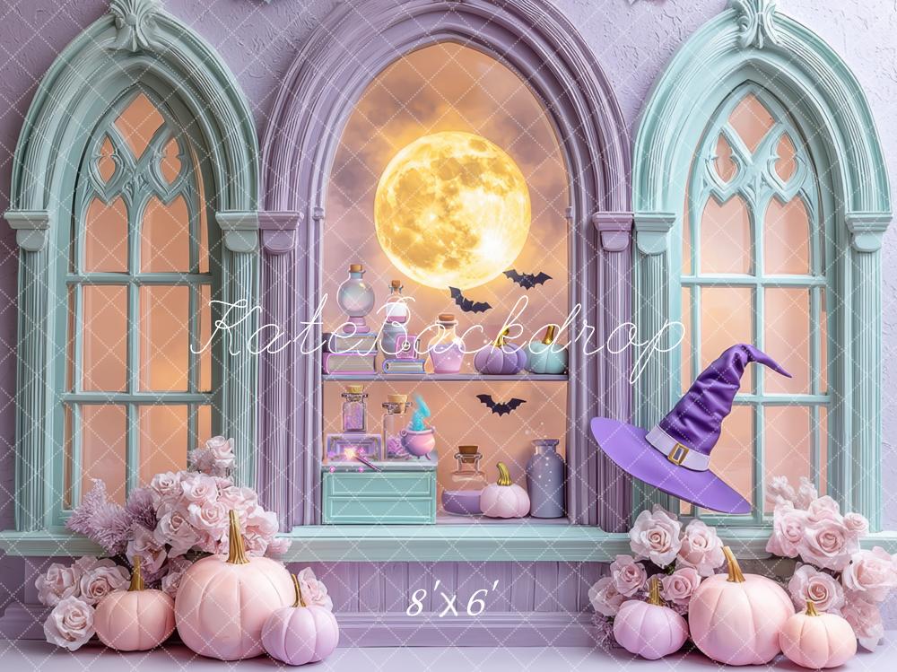 Kate Halloween Lune Citrouilles Potions Toile de fond conçue par Mini MakeBelieve