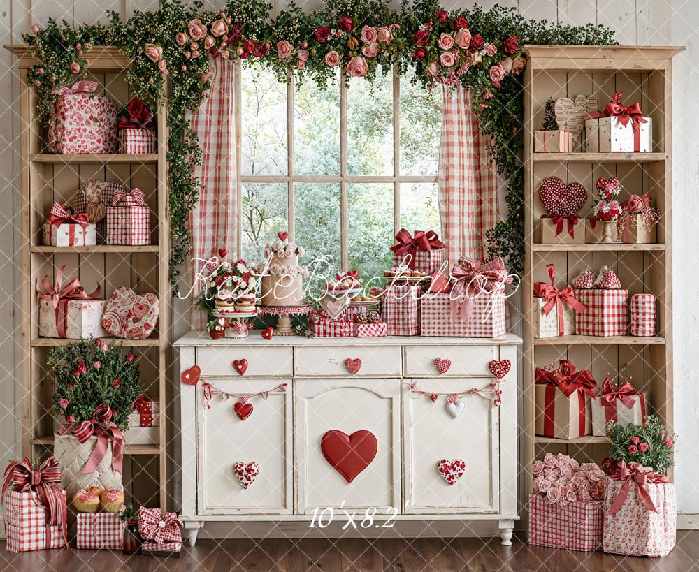 Kate Saint Valentin Cadeaux Fleurs Fenêtre Toile de fond conçue par Emetselch - Kate Backdrop FR
