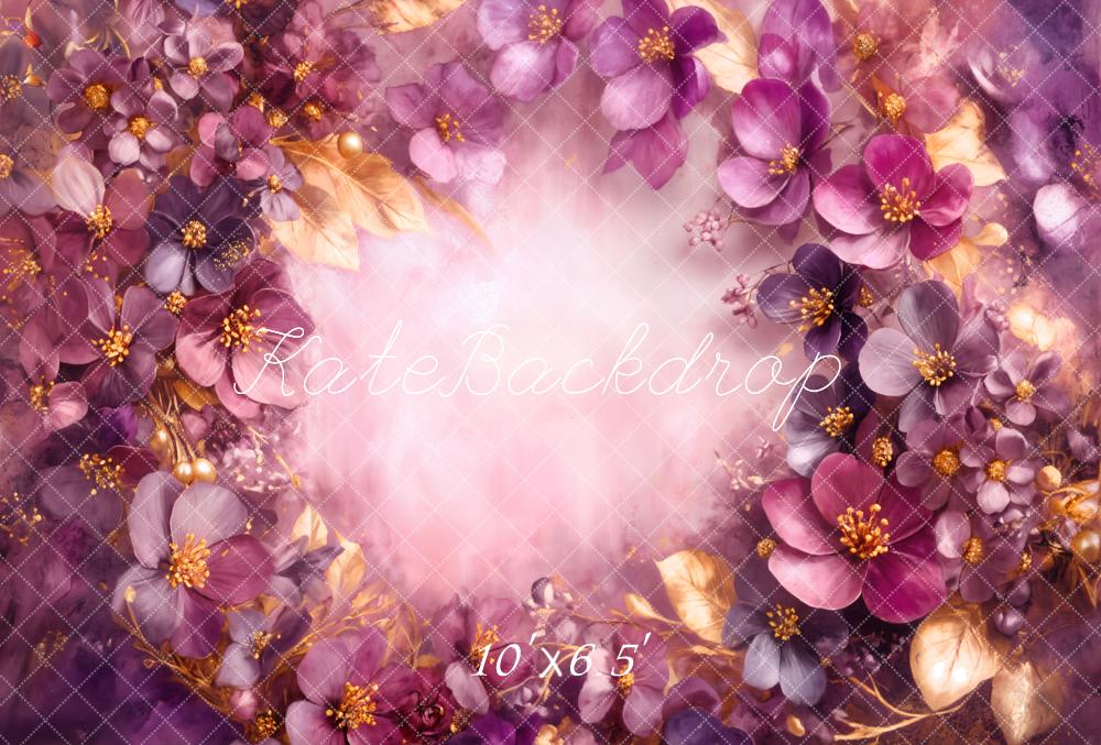Kate Nouveau-né Fleurs Violet Rose Toile de fond en Laine conçue par Emetselch - Kate Backdrop FR
