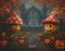 Kate Halloween Citrouilles Champignons Toile de fond en Laine conçue par Emetselch