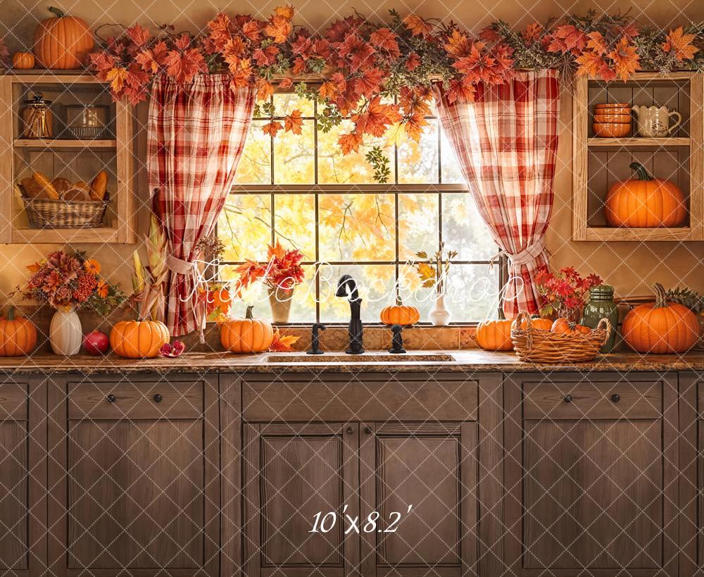 Kate Automne Cuisine Citrouilles Fenêtre Toile de fond conçue par Emetselch