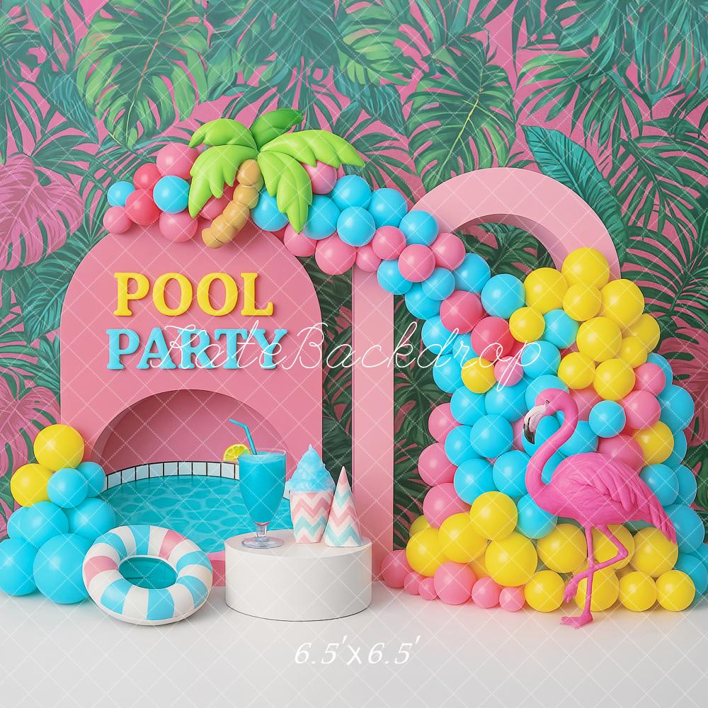 Kate Pool Party Ballons Tropiques Toile de fond conçue par Ashley Paul - Kate Backdrop FR