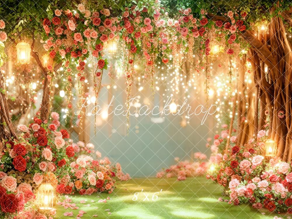 Kate Saint Valentin Fleurs Lanternes Lumière Toile de fond conçue par Emetselch