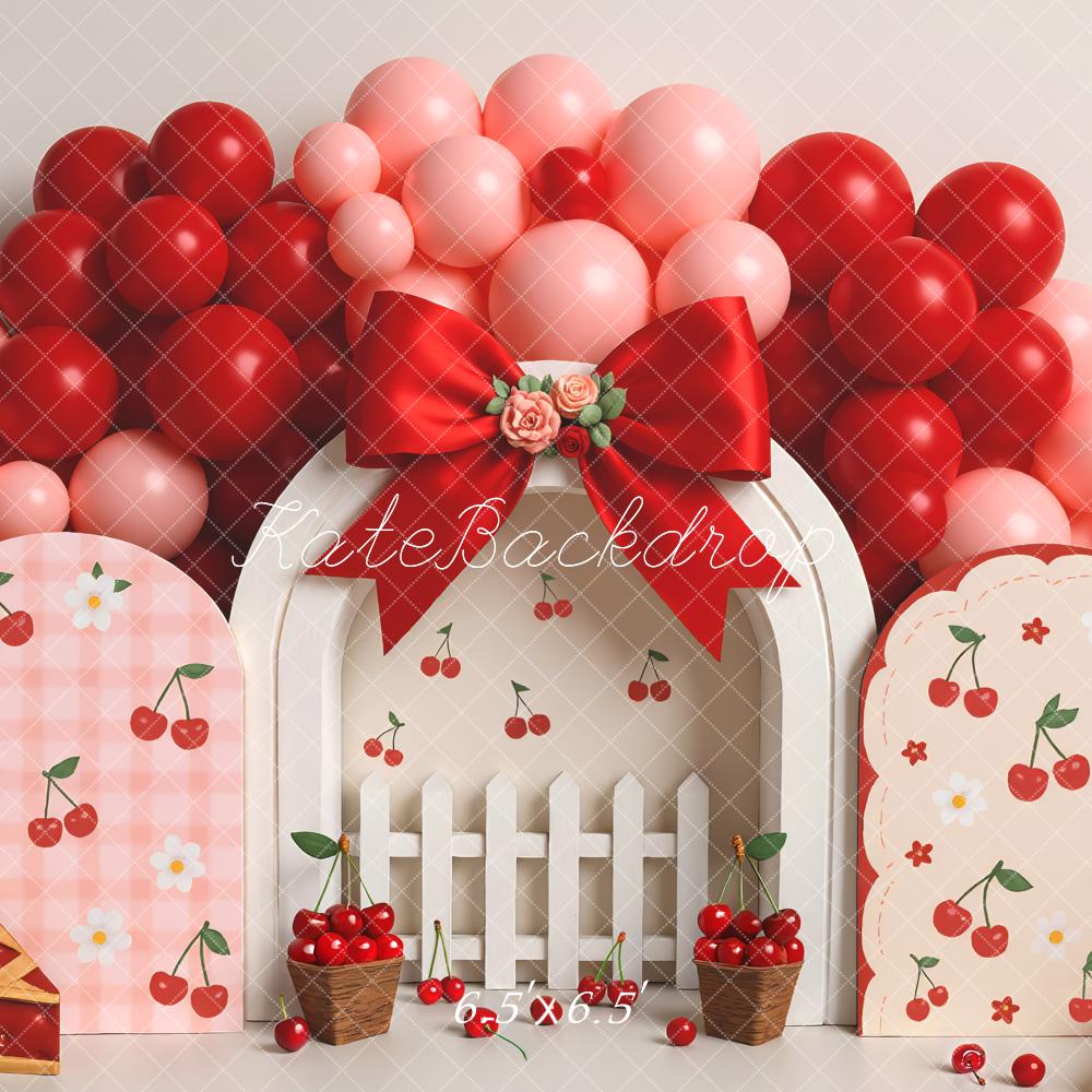 Kate Cerise Ballons Clôture Tarte Arche Toile de fond conçue par Mini MakeBelieve - Kate Backdrop FR