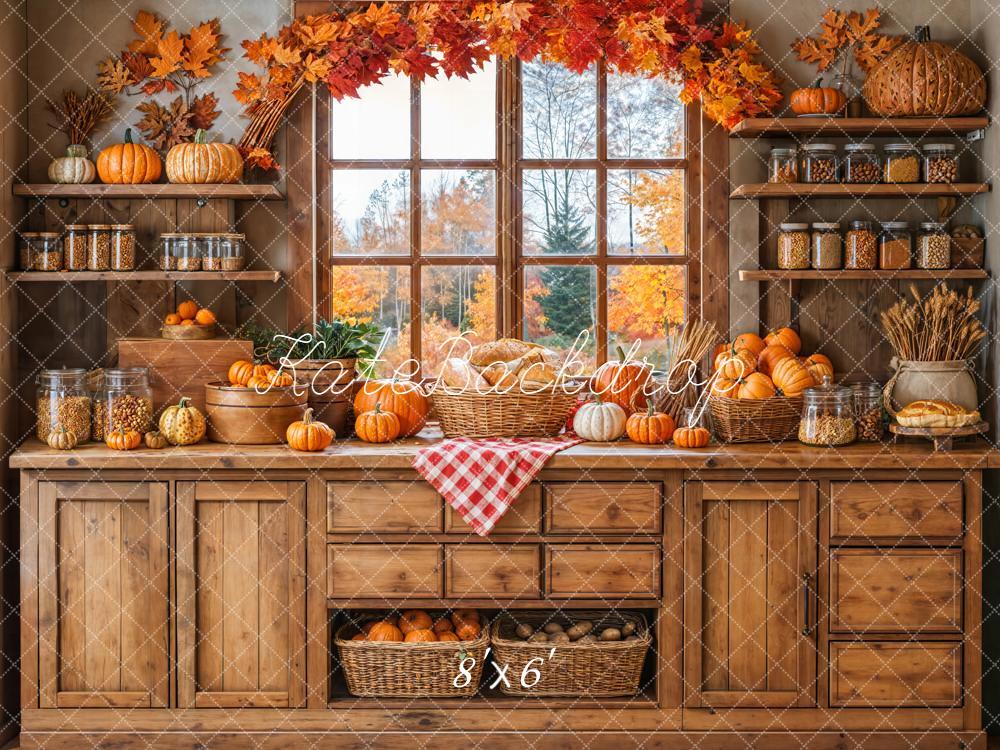 Kate Automne Cuisine Citrouilles Toile de fond en Laine conçue par Emetselch