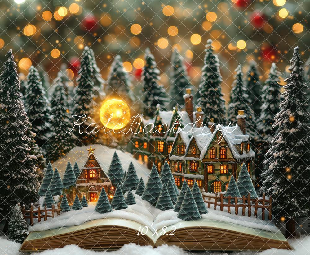 Kate Noël Village Forêt Livre Bokeh Toile de fond conçue par Mini MakeBelieve - Kate Backdrop FR