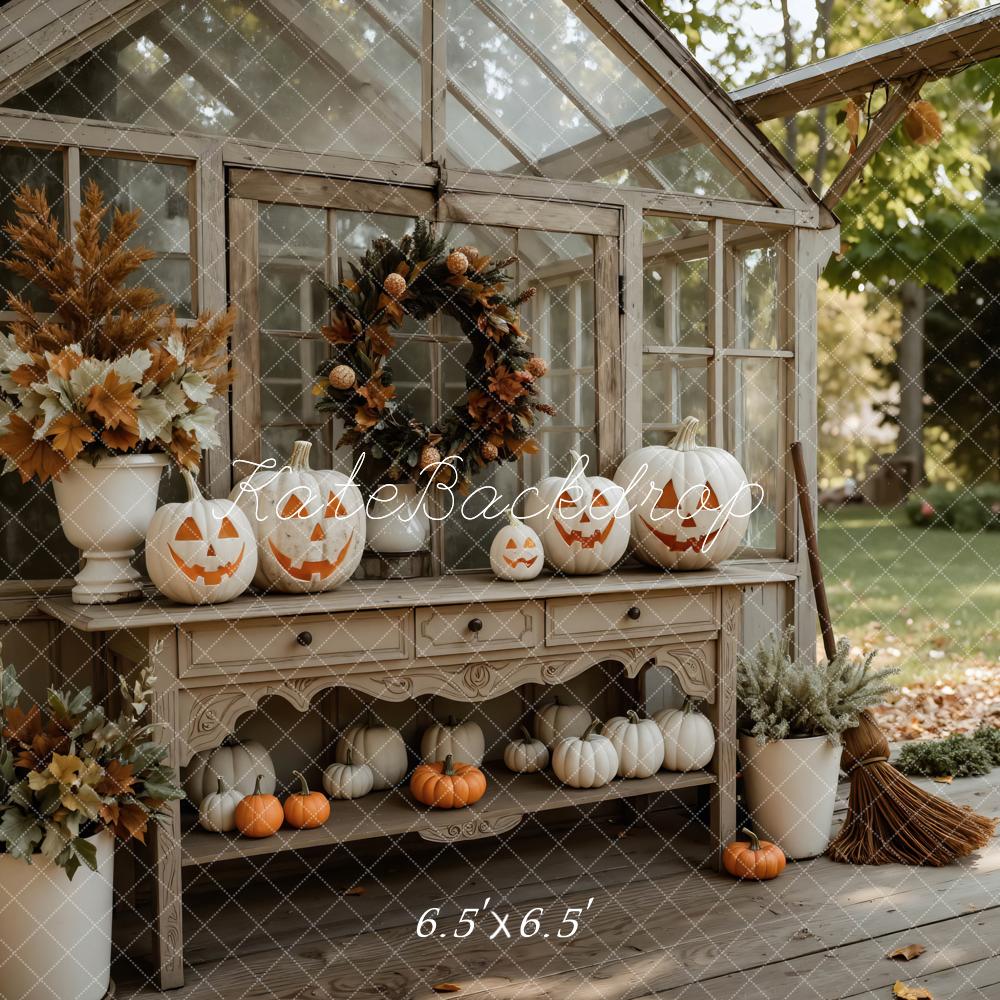 Kate Halloween Citrouilles Serre Automne Toile de fond conçue par Mini MakeBelieve