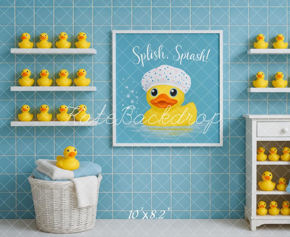 Kate Bain Canards Panier Peignoir Bleu Toile de fond conçue par Patty Roberts - Kate Backdrop FR