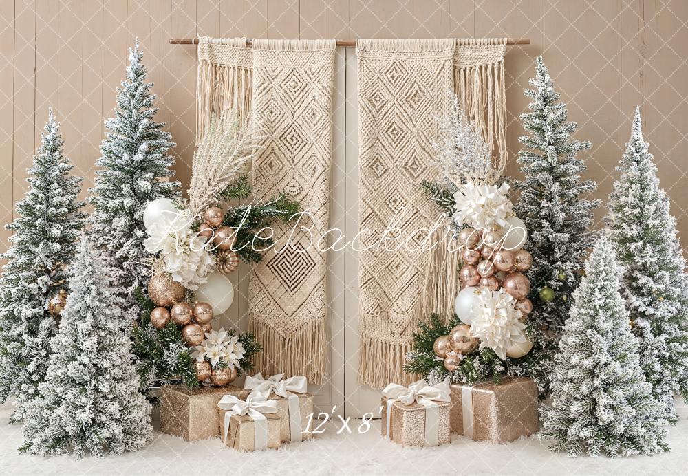 Kate Noël Hiver Sapins Bohème Toile de fond en Laine conçue par Emetselch