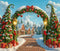 Kate Noël Arches Sapins Cadeaux Toile de fond en Laine conçue par Emetselch - Kate Backdrop FR