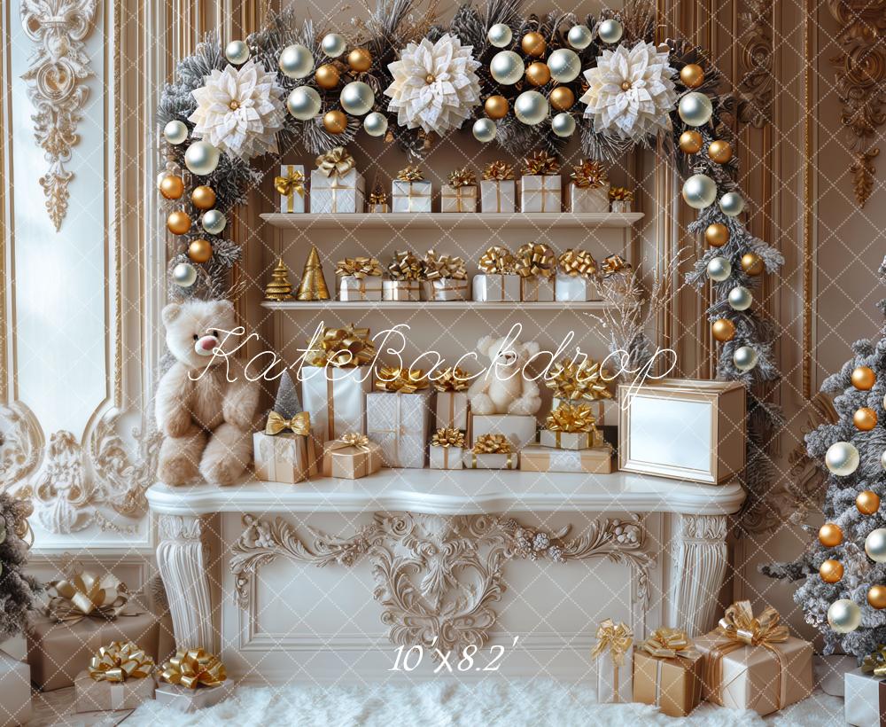 Kate Noël Décors Cadeaux Or Ours Toile de fond conçue par Mini MakeBelieve - Kate Backdrop FR