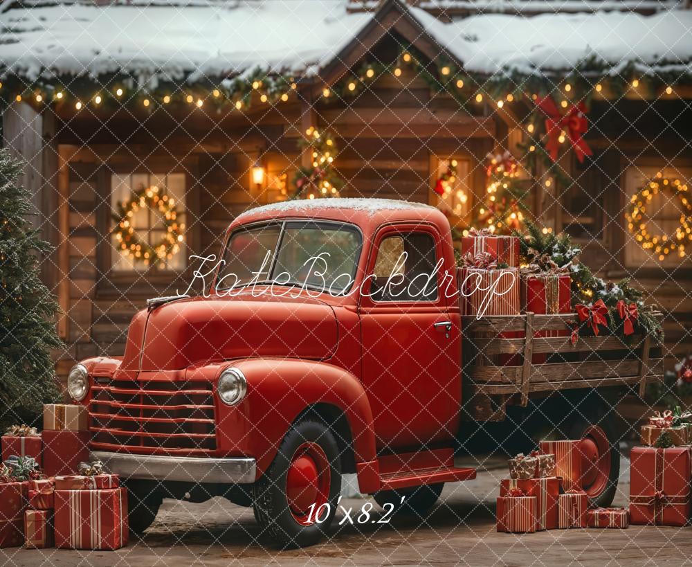Kate Noël Camion Rouge Cadeaux Maison Toile de fond conçue par Emetselch - Kate Backdrop FR