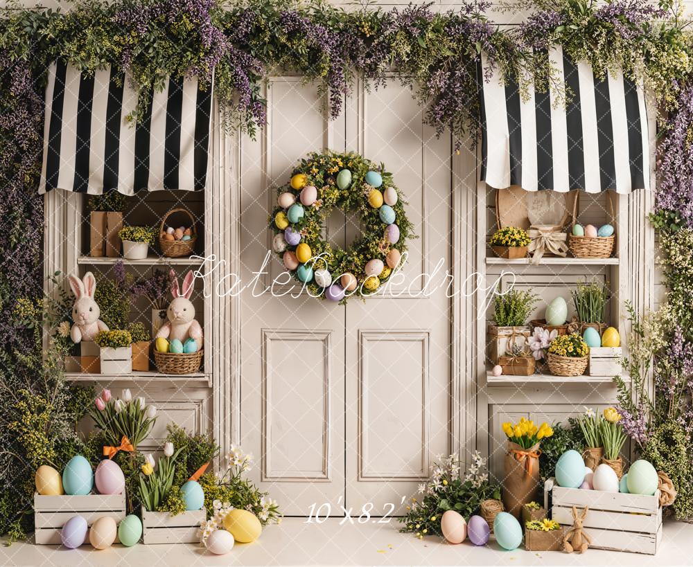 Kate Pâques Lapin Œufs Fleurs Porte Toile de fond conçue par Emetselch