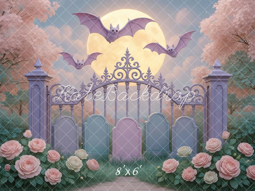 Kate Halloween Chauves-souris Jardin Lune Toile de fond conçue par Mini MakeBelieve
