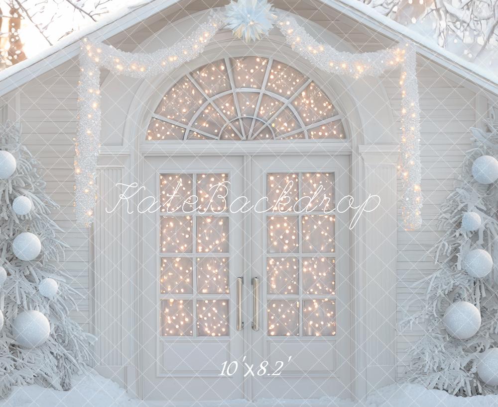 Kate Hiver Noël Sapins Neige Lumières Toile de fond conçue par Mini MakeBelieve - Kate Backdrop FR