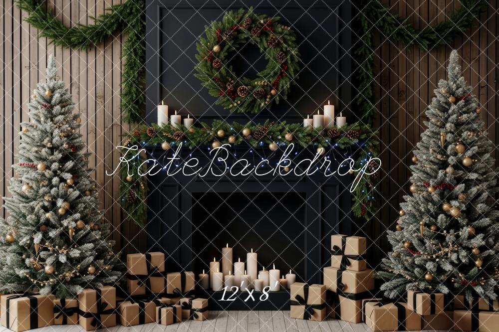 Kate Noël Sapins Couronne Cheminée Toile de fond conçue par Patty Roberts