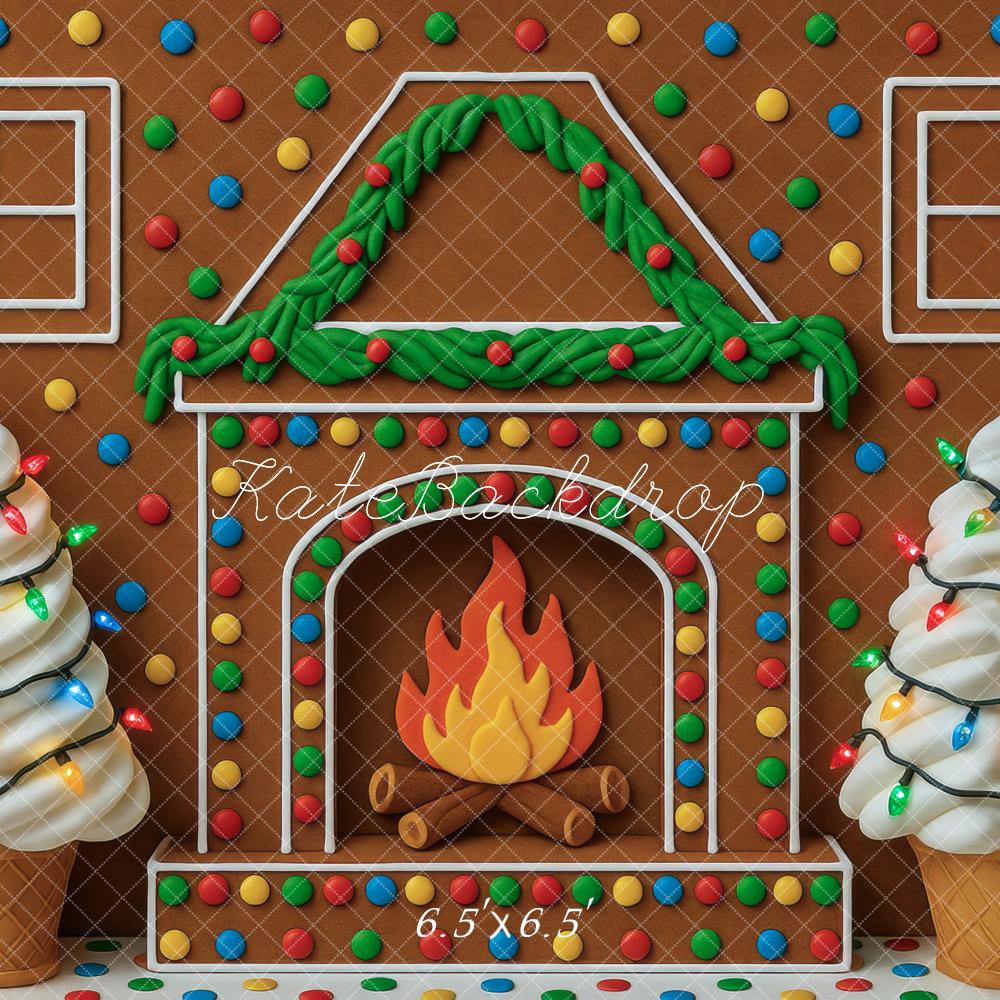 Kate Noël Pain d'Épices Cheminée Glace Toile de fond conçue par Mini MakeBelieve - Kate Backdrop FR