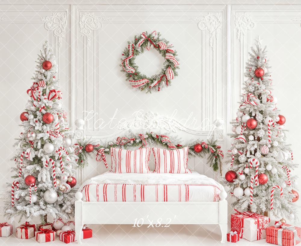 Kate Noël Sapin Lit Cadeaux Blanc Toile de fond conçue par Emetselch - Kate Backdrop FR