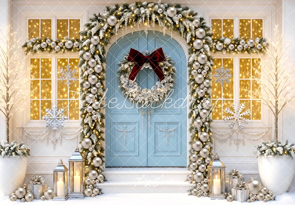Kate Noël Porte Bleue Couronne Lumière Toile de fond conçue par Mini MakeBelieve - Kate Backdrop FR
