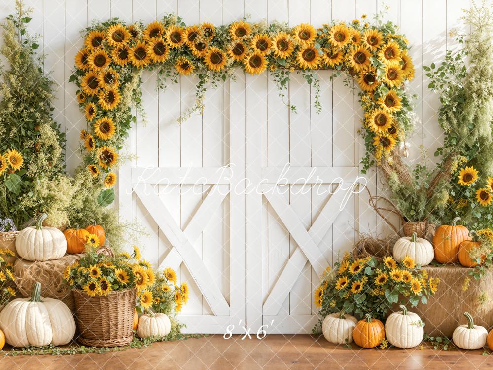 Kate Automne Tournesols Citrouilles Porte Toile de fond conçue par Emetselch